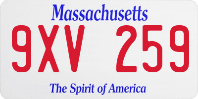 MA license plate 9XV259