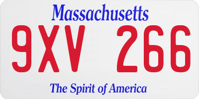 MA license plate 9XV266