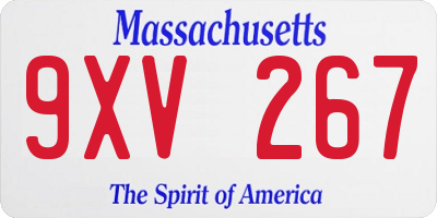 MA license plate 9XV267