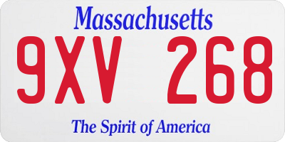 MA license plate 9XV268