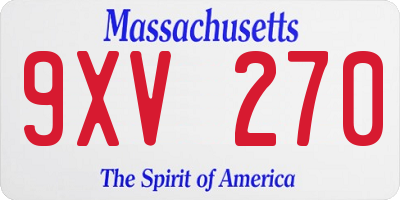 MA license plate 9XV270
