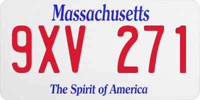 MA license plate 9XV271