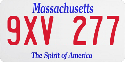 MA license plate 9XV277