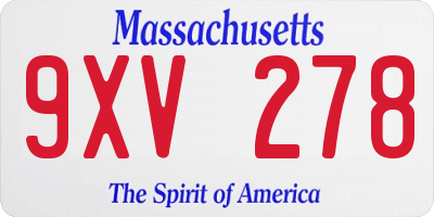 MA license plate 9XV278