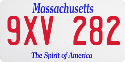MA license plate 9XV282