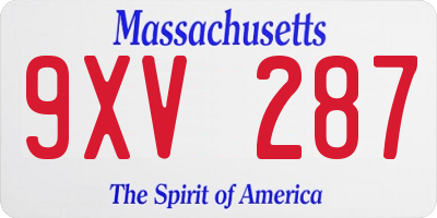 MA license plate 9XV287