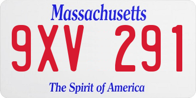 MA license plate 9XV291