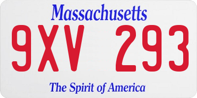 MA license plate 9XV293