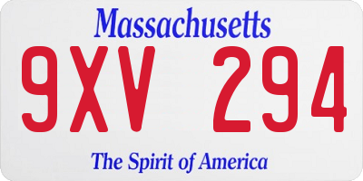 MA license plate 9XV294