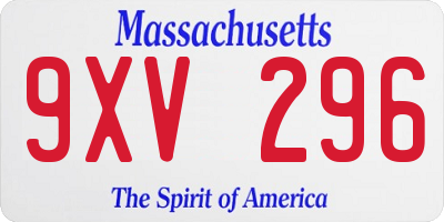 MA license plate 9XV296