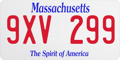 MA license plate 9XV299