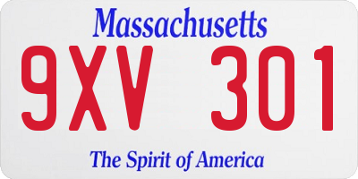 MA license plate 9XV301