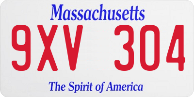 MA license plate 9XV304