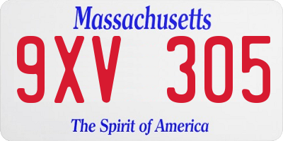 MA license plate 9XV305
