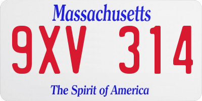 MA license plate 9XV314