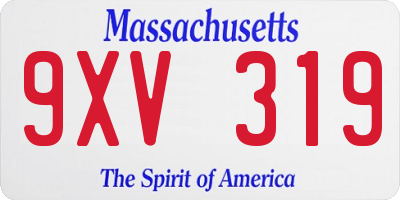 MA license plate 9XV319