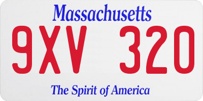 MA license plate 9XV320