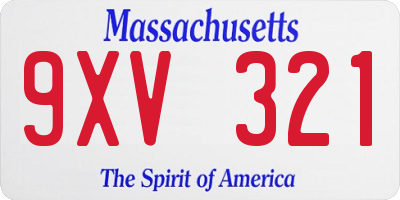 MA license plate 9XV321