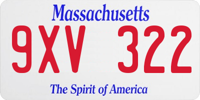 MA license plate 9XV322