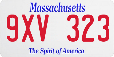 MA license plate 9XV323