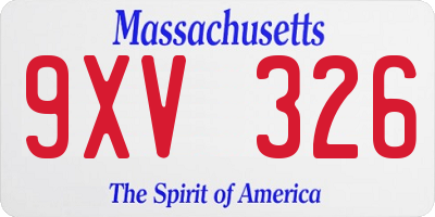MA license plate 9XV326