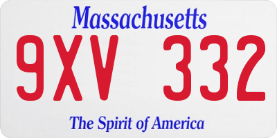 MA license plate 9XV332