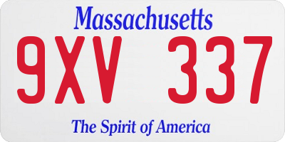 MA license plate 9XV337