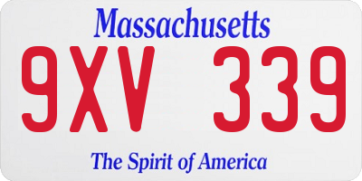 MA license plate 9XV339