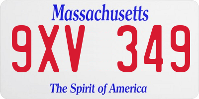 MA license plate 9XV349