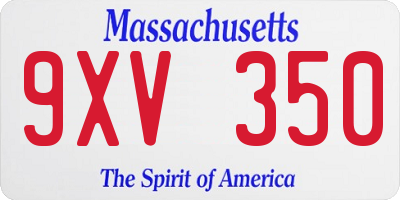 MA license plate 9XV350