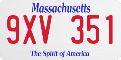 MA license plate 9XV351