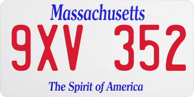 MA license plate 9XV352