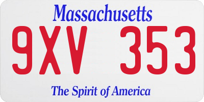 MA license plate 9XV353