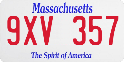 MA license plate 9XV357