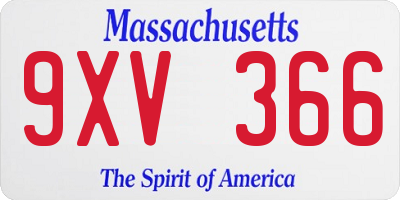 MA license plate 9XV366