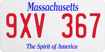 MA license plate 9XV367