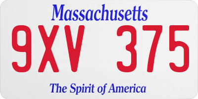 MA license plate 9XV375