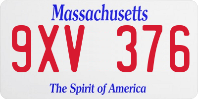 MA license plate 9XV376