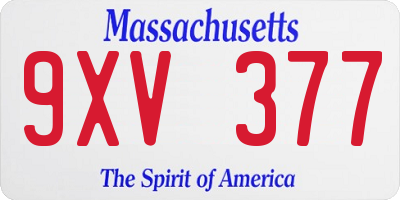 MA license plate 9XV377