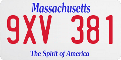 MA license plate 9XV381