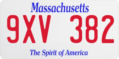 MA license plate 9XV382