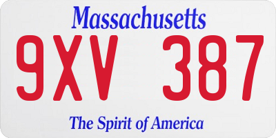 MA license plate 9XV387