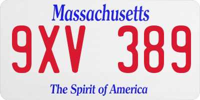 MA license plate 9XV389