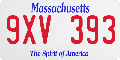 MA license plate 9XV393