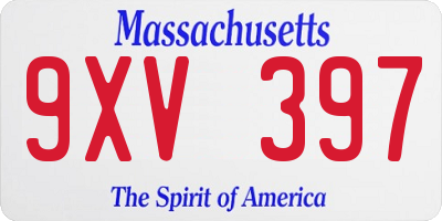 MA license plate 9XV397