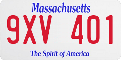 MA license plate 9XV401