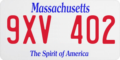 MA license plate 9XV402