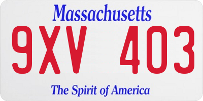 MA license plate 9XV403