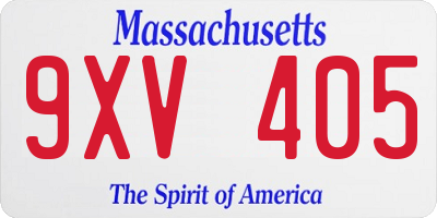 MA license plate 9XV405