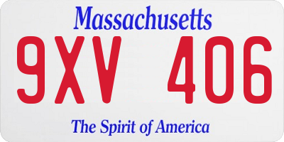 MA license plate 9XV406
